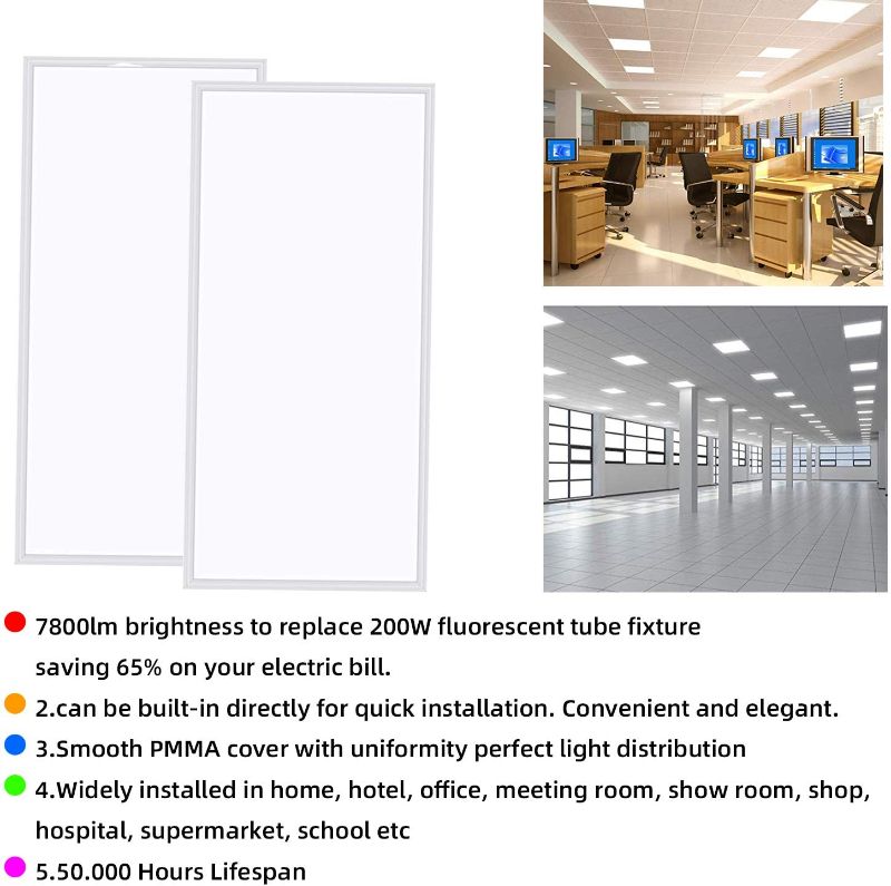 Photo 1 of 2X4 LED Flat Panel Light,4 Pack,75Watt,0-10V Dimmable,7800 Lumens,5000K Daylight White Color, Drop Ceiling Flat LED Light Panel,Recessed Edge-Lit Troffer Fixture
