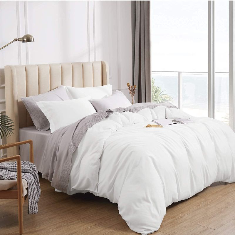 Photo 1 of BED SHEET ONLY!! Bedsure White Duvet Cover King Size - Brushed Microfiber Soft King Duvet Cover Set 3 Pieces with Zipper Closure, 1 Duvet Cover 104x90 inches and 2 Pillow Shams
