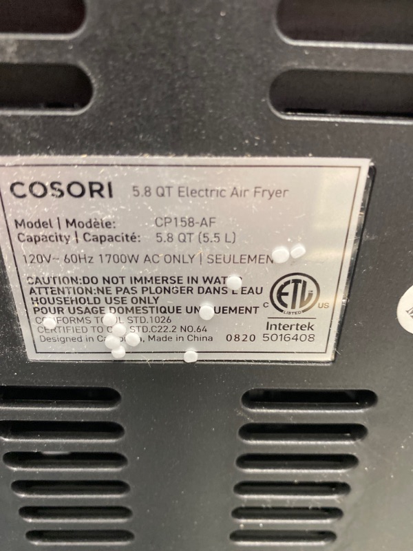 Photo 1 of COSORI Air Fryer Max XL(100 Recipes) Digital Hot Oven Cooker, One Touch Screen with 13 Cooking Functions, Preheat and Shake Reminder, 5.8 QT, Creamy White