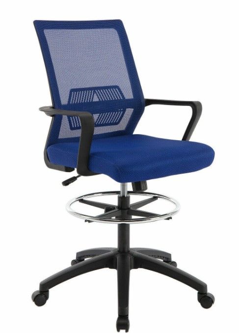 Photo 1 of Drafting Chair Height Adjustable Mesh Office Stool with Lumbar Support Arms Foot
