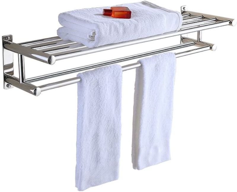 Photo 1 of 
Stainless Steel Double Towel Bar 23 inch wih 5 Hooks,bathroom shelves?towel holders bath,towel rack,bathroom shelves
Color:60cm