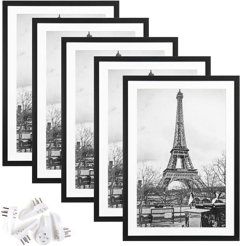 Photo 1 of 
upsimples 13x19 Picture Frame Set of 5,Display Pictures 11x17 with Mat or 13x19 Without Mat,Wall Gallery Photo Frames,Black
Color:Black
Size:13x19
