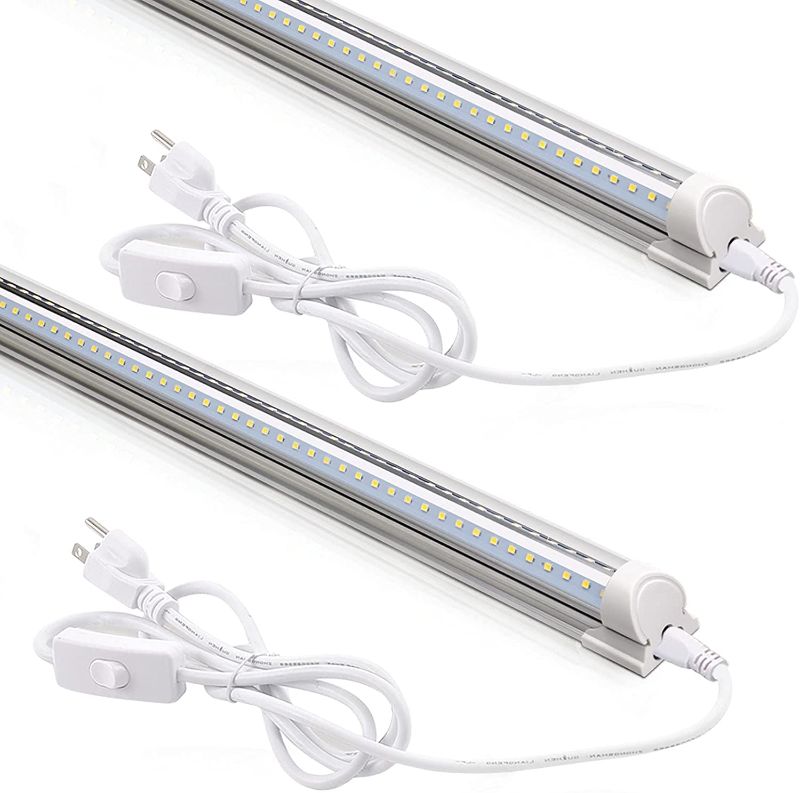 Photo 1 of Barrina LED Shop Light 2ft, 20W 2500LM 5000K, T8 LED Light Fixture, Clear Cover, Ceiling and Utility Shop Light, Linkable Tube Lights, Shop Lights for Room, Garage, Workbench, Warehouse, 2-Pack