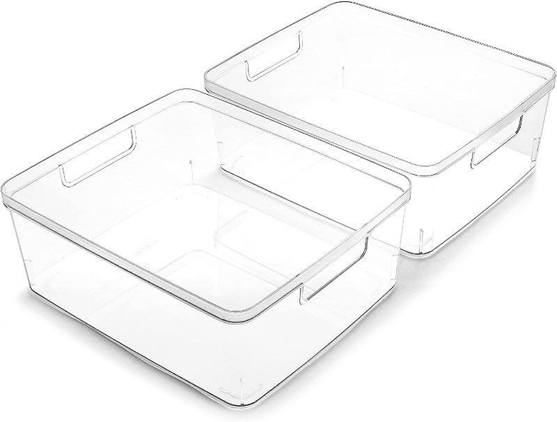 Photo 1 of 
BINO | Plastic Storage Bins, Medium - 2 Pack | THE LUCID COLLECTION | Multi-Use Organizer Bins | Built-In Handles | BPA-Free | Pantry Organization | Home...
Size:2PK - MEDIUM