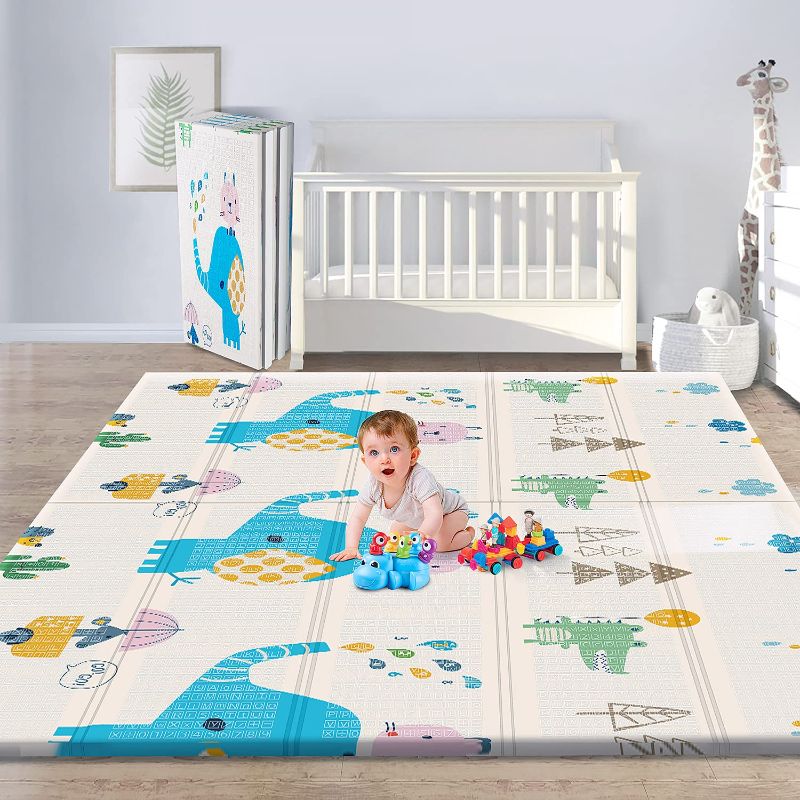 Photo 1 of Gimars XL BPA Free 0.4 in Reversible Foldable Baby Play Mat, Waterproof Foam Floor Baby Crawling Mat, Portable Baby Playmat for Infants, Toddler, Kids, Indoor Outdoor Use (79 x71x0.4inch)
