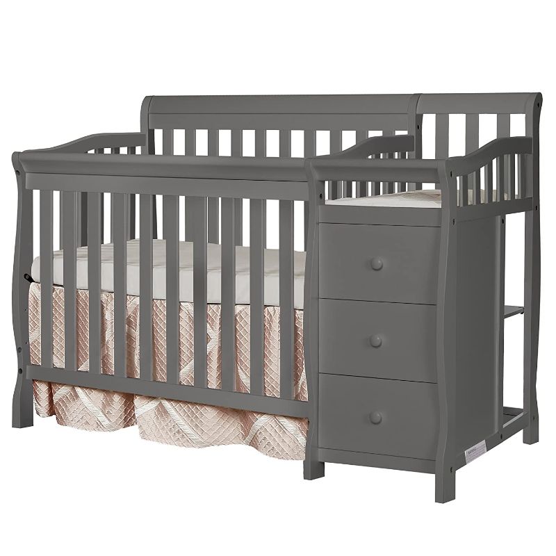 Photo 1 of Dream On Me Jayden 4-in-1 Convertible Mini Crib and Changer - Bed frame and Mattress not included, Storm Gray

//COSMETIC DAMAGE// LOOSE HARDWARE 