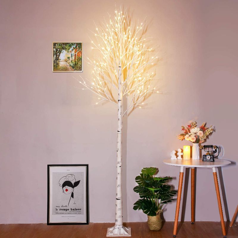 Photo 1 of Brightdeco 8FT Artificial Tree Lighted Birch Tree for Indoor Use Great Décor for Home Bedroom Thanksgiving Christmas Easter Wedding Party Warm White
