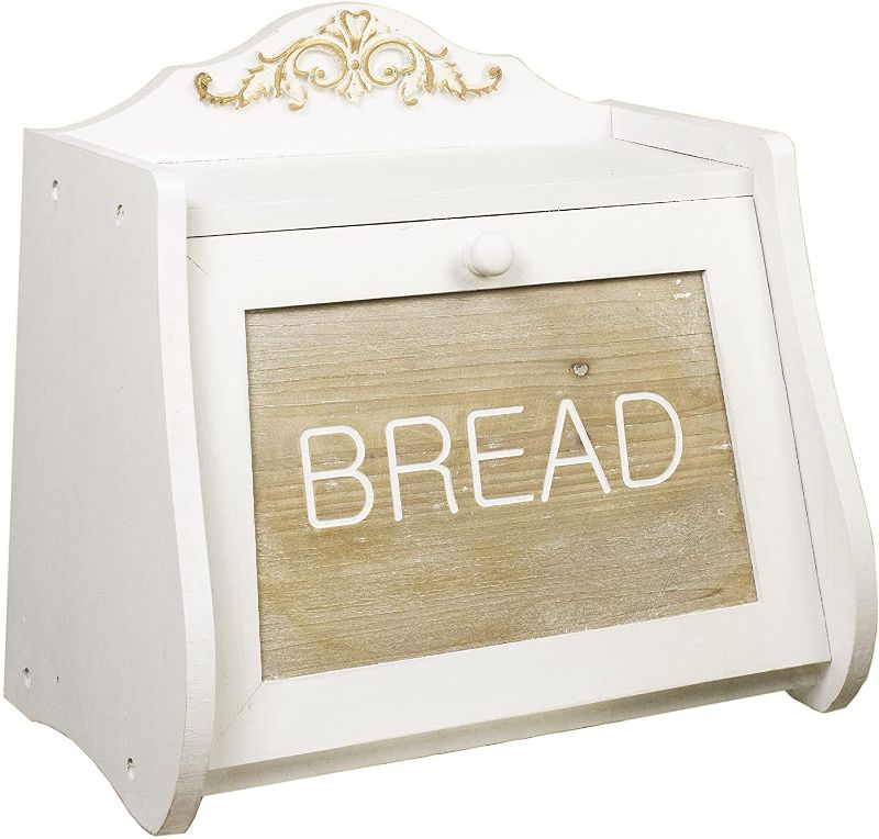 Photo 1 of 
HUI SHUO Large Wooden Bread Box-Bread and Bagel Storage-Storage Box 16.7" x 10.5" x 15.6"
Model:White