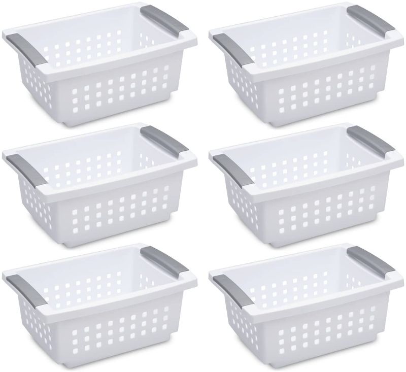Photo 1 of 
Sterilite 16608006 Small Stacking Basket, White Basket w/ Titanium Accents, 6-Pack
Size:Pack of 6