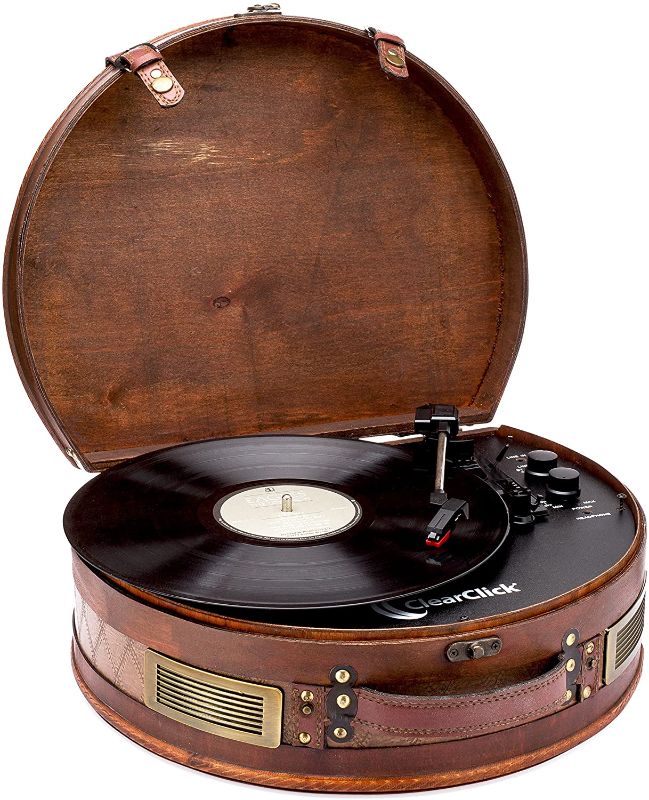 Photo 1 of PARTS ONLY**NOT FUNCTIONAL**ClearClick Vintage Suitcase Turntable with Bluetooth & USB - Classic Wooden Retro Style