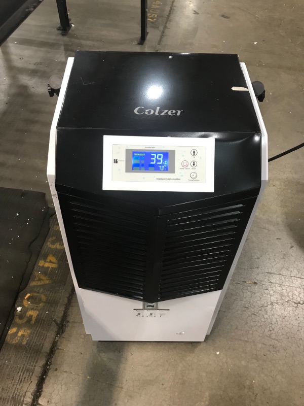 Photo 2 of COLZER 164 Pints Commercial Dehumidifiers with Continuous Drain Hose for Basements Warehouse Grow Room, Water Damage Restoration Dehumidifiers with 1.32 Gallon Water Reservoir - 20.5 Gallon/Day

//TESTED POWERS ON//MAKES NOISE WHEN ON// DENTED
