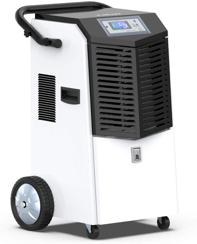Photo 1 of COLZER 164 Pints Commercial Dehumidifiers with Continuous Drain Hose for Basements Warehouse Grow Room, Water Damage Restoration Dehumidifiers with 1.32 Gallon Water Reservoir - 20.5 Gallon/Day

//TESTED POWERS ON//MAKES NOISE WHEN ON// DENTED
