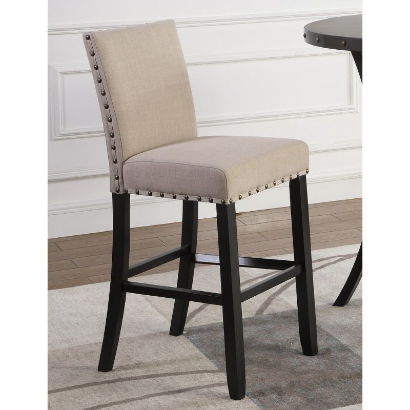 Photo 1 of **SLIGHTLY DIFFERENT FROM STOCK PHOTO**
 Fabric Bar Stools with Nailhead Trim - Tan
