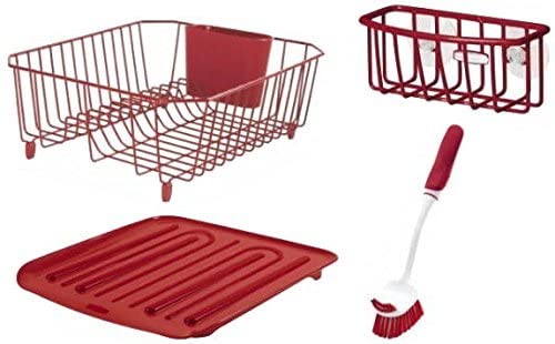 Photo 1 of Rubbermaid Sinkware Set, 4 Pieces, Red
