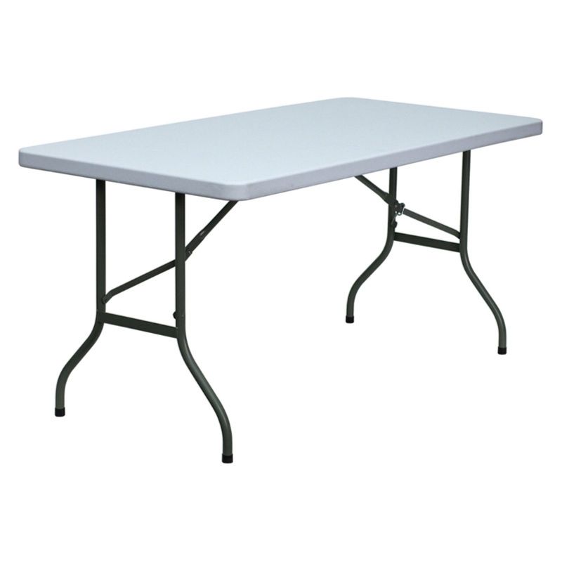 Photo 1 of 5-Foot Granite White Plastic Folding Table