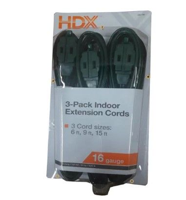 Photo 2 of *4 Pack* 6 ft., 9 ft., 15 ft. 16/2 Green Extension Cords.
