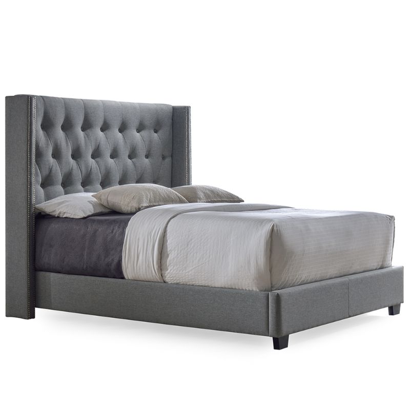 Photo 1 of *Incomplete*
Baxton Studio Katherine Contemporary Fabric Nail Head Trim Wingback Bed Gray - King
