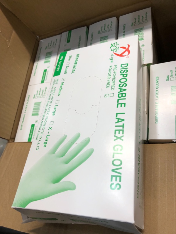 Photo 3 of 10 boxes Medium Disposable Latex Gloves (100-Count).