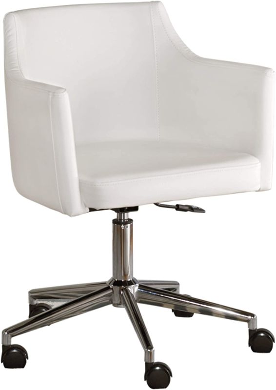 Photo 1 of Signature Design by Ashley Baraga Contemporary Adjustable Swivel Home Office Desk Chair, White
