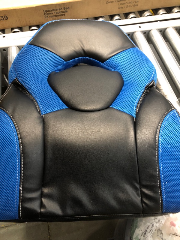 Photo 2 of Flash Furniture X10 Gaming Chair Racing Office Ergonomic Computer PC Adjustable Swivel Chair with Flip-up Arms, Blue/Black LeatherSoft
