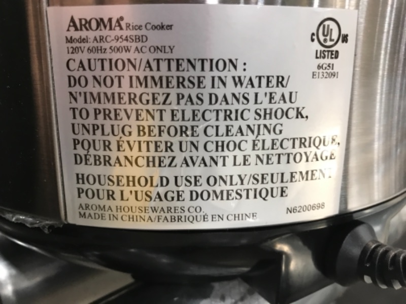 Photo 4 of Aroma Housewares ARC-954SBD Rice Cooker, 4-Cup Uncooked 2.5 Quart, Professional Version
