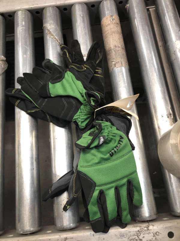 Photo 2 of Firm Grip 3-Pairs Synthetic Leather Utility Working Gloves (Size M, Black, Green & Grey)