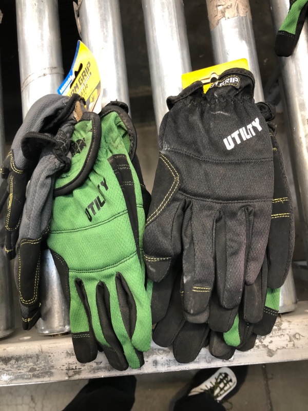 Photo 2 of Firm Grip 3-Pairs Synthetic Leather Utility Working Gloves (Size M, Black, Green & Grey) 
2 packs of 3 