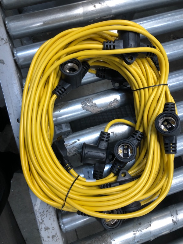 Photo 2 of Sterl Lighting - Pack of 1 100 Foot Outdoor Yellow Commercial Contractor-Grade Plastic Cage String Lights 10 Sockets
