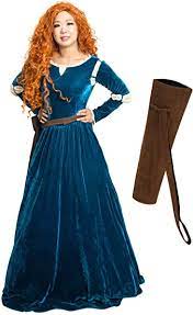 Photo 1 of DAZCOS US Size Adult Brave Princess Cosplay Costume Renaissance Medieval Dress with Quiver X-SMALL

