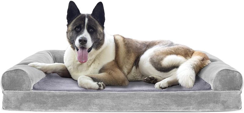 Photo 1 of **USED**
Furhaven Cooling Gel Foam Pet Bed for Dogs and Cats - Sofa-Style Faux Fur and Velvet Couch Dog Bedwith Removable Washable Cover, Smoke Gray, Jumbo (X-Large)
