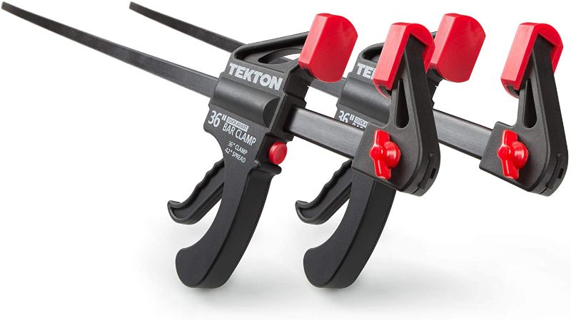 Photo 1 of **1 CLAMP IS BROKEN**
TEKTON 36 Inch Ratchet Bar Clamp / 42 Inch Spreader Set, 2-Piece | CLP51536
