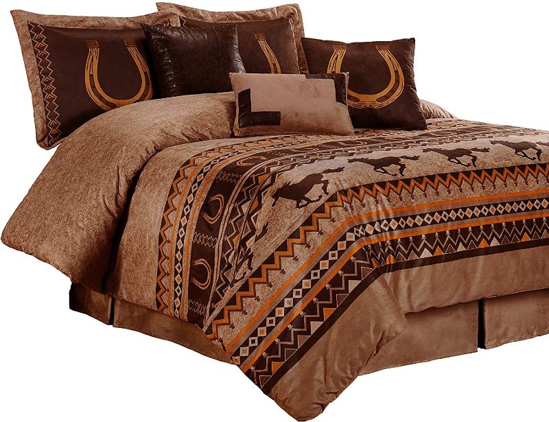 Photo 1 of **used**
Chezmoi Collection Sedona 7-Piece Southwestern Wild Horses Microsuede Bedding Comforter Set (California King)
