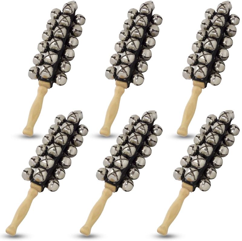 Photo 1 of **1  HANDLE MISSING**
Performance Plus Choir Pack of 6 Professional 25 Large Jingle Sleigh Bells on Maple Handle, 6 Pack, 6 (SBL25-6X)
