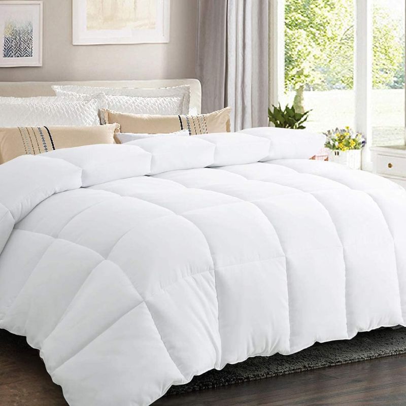 Photo 1 of **USED** STAINS FROM SHIPMENT**
UTOPIA
 White Comforter King Size (90 X 102), All Season Down Alternative Comforter, Box Stitched Duvet Insert with Corner Tabs, Fluffy Breathable Microfiber Fill -Lightweight - Machine Washable
