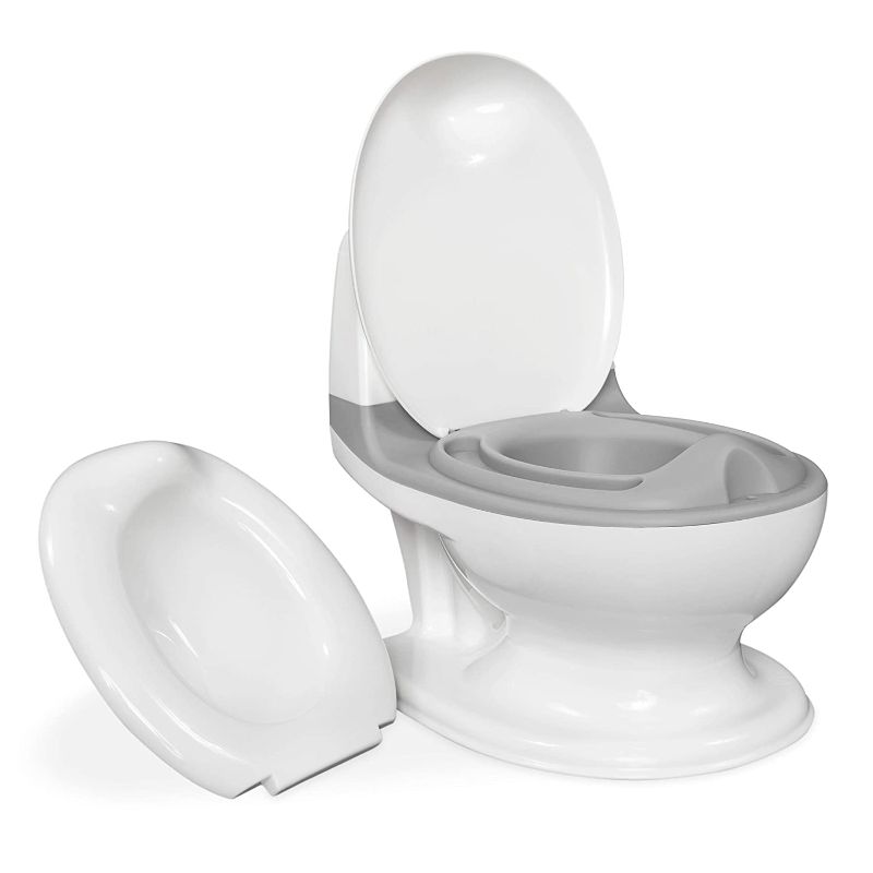 Photo 1 of **USESD, MISSING PARTS**
Nuby My Real Potty Training Toilet with Life-Like Flush Button & Sound for Toddlers & Kids, White/Gray
