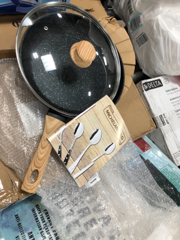 Photo 2 of **ACTUAL COLOR IS BLACK*
MICHELANGELO Nonstick Frying Pans, Stone Frying Pans with Stone-Derived Coating, Nonstick Pans Set, Stone Skillets Nonstick, Stone Pans, Frying Pan Set, Induction Compatible, 9.5" & 11"
