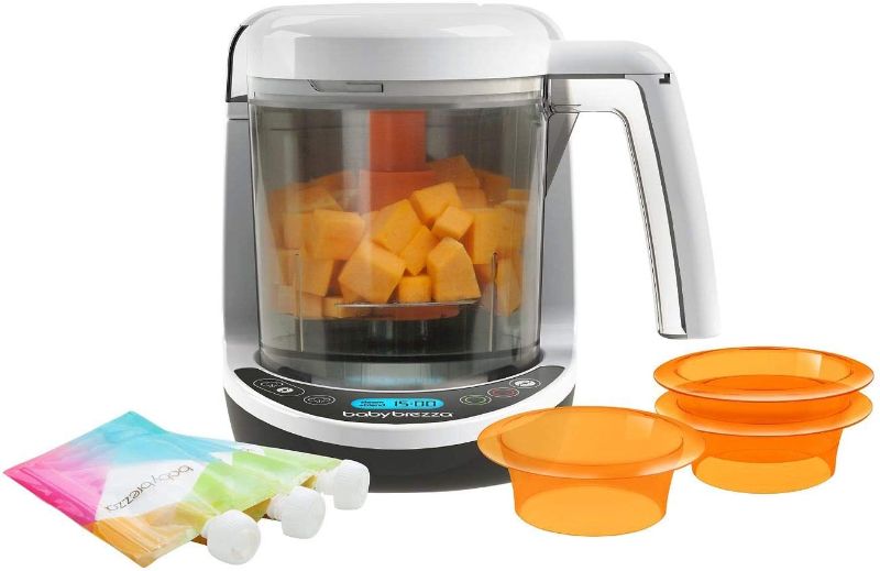 Photo 1 of Baby Brezza One Step Food Maker, with 1 Baby Food Maker, 3 Reusable Food Pouches, 3 Easy-Fill Funnels, White
