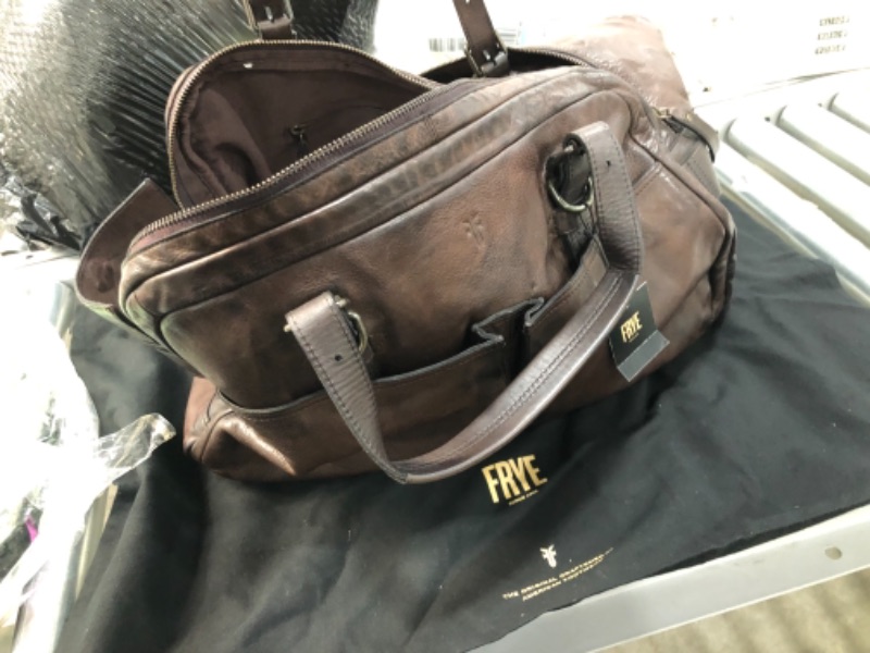 Photo 2 of **MISSING STRAP, ZIPPER GETS STUCK**
Frye Leather Duffle Bag Large Oversized Overnight Weekender Travel Luggage