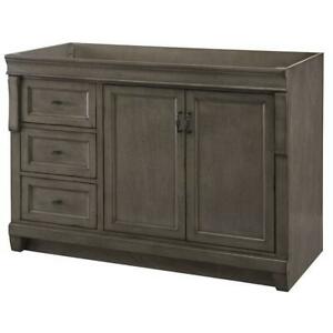 Photo 1 of 48 in. Bath Vanity Cabinet Medium Distressed Grey Left-Hand Drawer Freestanding