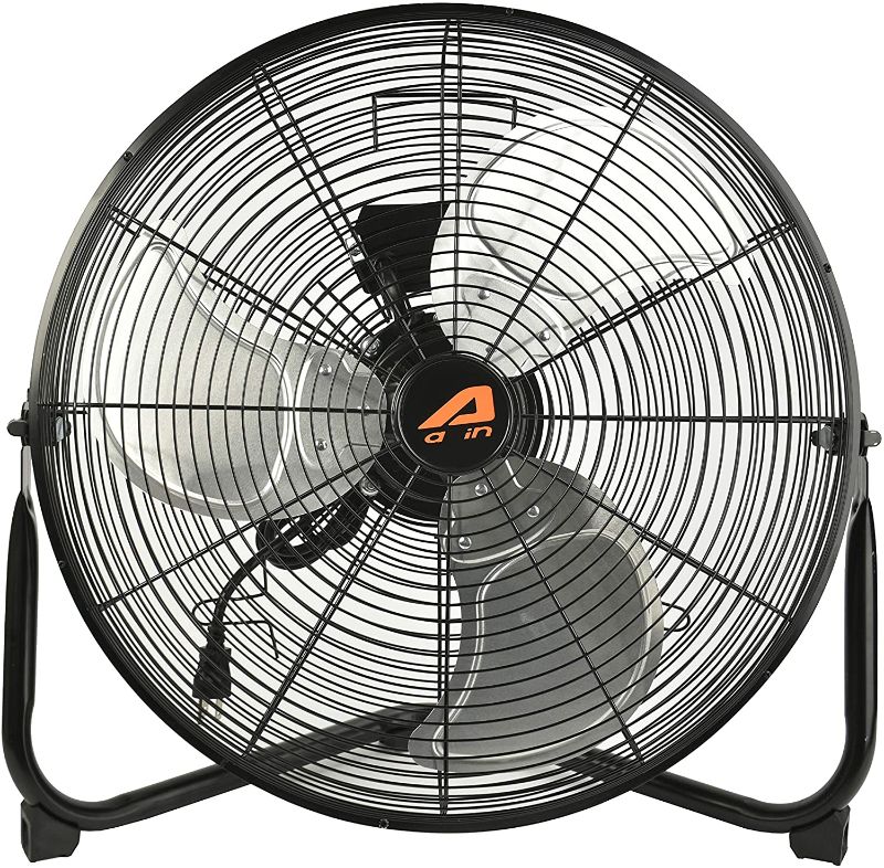 Photo 1 of Aain(R) AA010 20'' High Velocity Floor Fan, 6000 CFM Industrial Metal Fans for Industrial Garage Shop, 3 Speed Settings, Black
