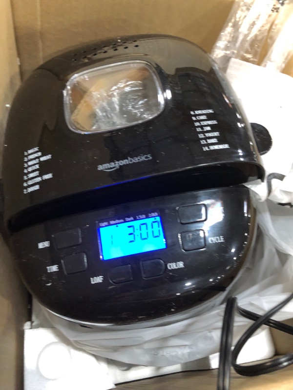 Photo 2 of **USED**
Amazon Basics 2 Pound Non-Stick Bread Making Machine, Black
