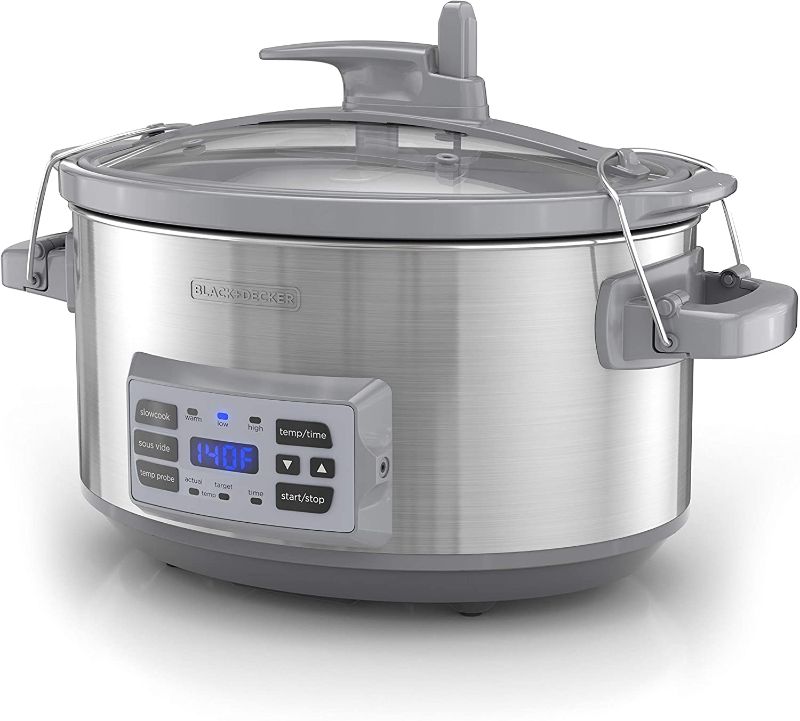 Photo 1 of **USED,MISSING PARTS**ACTUAL SLOW COOKER IS DIFFERENT FROM STOCK PHOTO**
BLACK+DECKER SCD7007SSD 7-Quart Digital Slow Cooker with Temperature Probe + Precision Sous-Vide, Capacity, Stainless Steel

