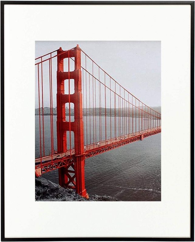 Photo 1 of **FRAME HAS A CRACK**
Frametory, 11x14 Aluminum Frame, 8x10 Photo with Ivory Mat for Wall Display, Sawtooth Hanger, Swivel Tabs, Spring Clips Great for Photos, Artworks, Posters (Black, 1-Pack)
