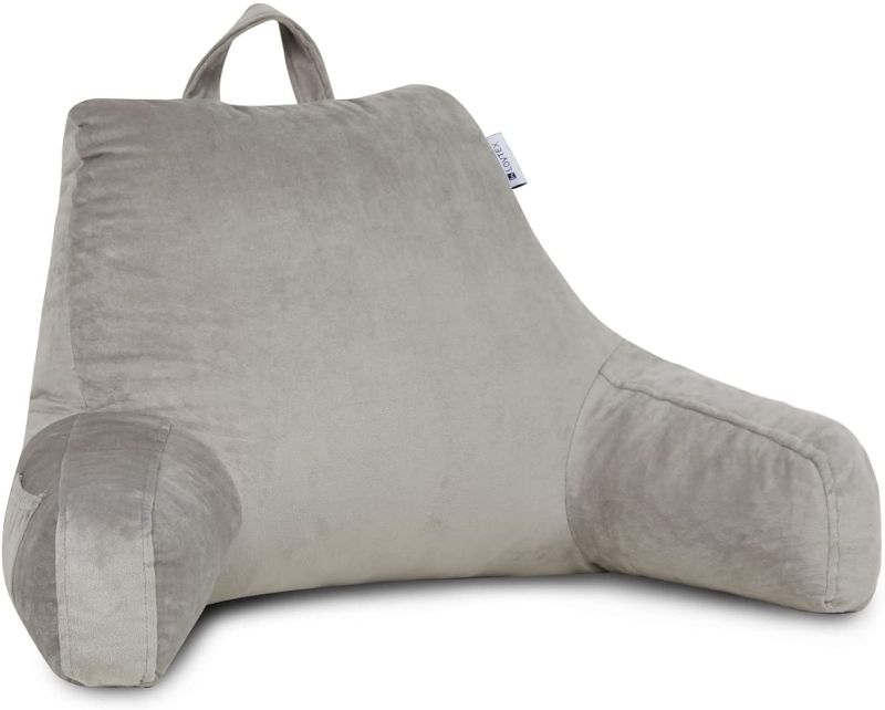 Photo 1 of `**USED**
LOVTEX Reading Pillow with Shredded Memory Foam, Adult Bed Rest Pillow with Arms and Pockets, Back Support for Sitting Up in Bed (18 X 15 Inches Grey)
