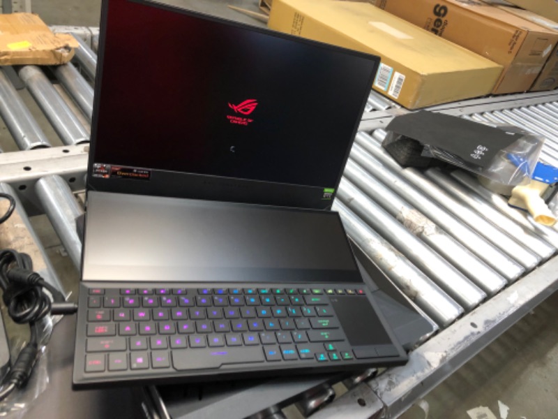 Photo 4 of **NEW, BOTTOM OF LAPTOP HAS A TOTAL OF 15 SCREW ALL INTACT**
ASUS ROG Zephyrus Duo SE 15 Gaming Laptop, 15.6” 300Hz IPS Type FHD Display, NVIDIA GeForce RTX 3060, AMD Ryzen 9 5980HX, 16GB DDR4, 1TB PCIe SSD, Per-Key RGB Keyboard, Windows 10 Home, GX551QM-