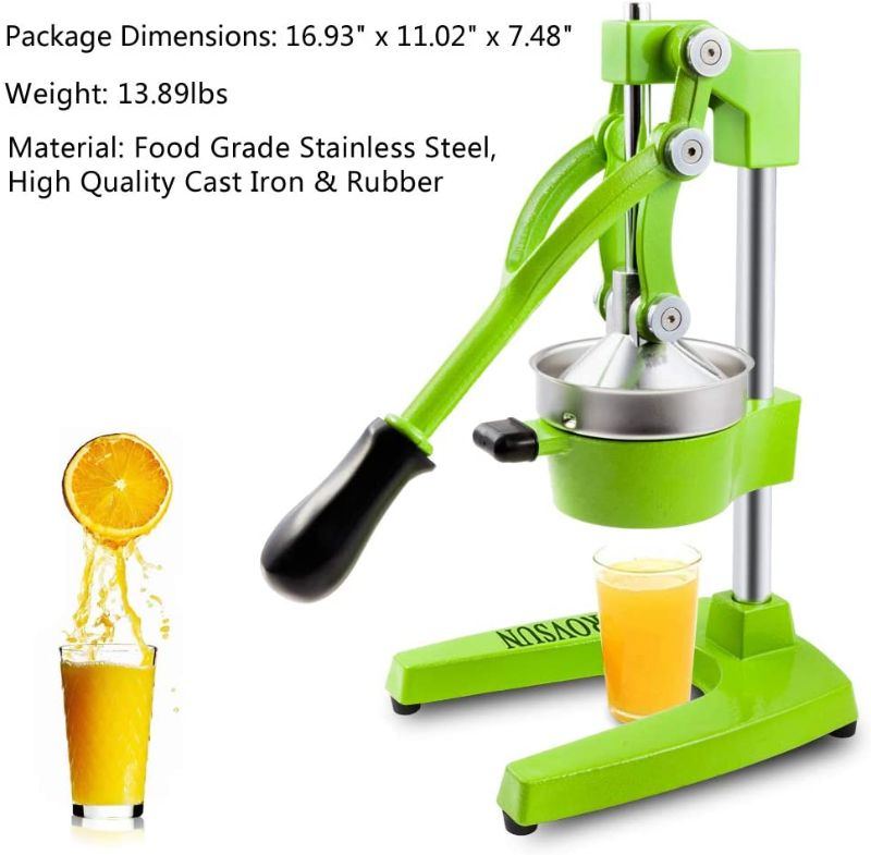 Photo 1 of **USED, MISSING PARTS**
ROVSUN Commercial Grade Citrus Juicer Hand Press Manual Fruit Juicer Juice Squeezer Citrus Orange Lemon Pomegranate (Green)

