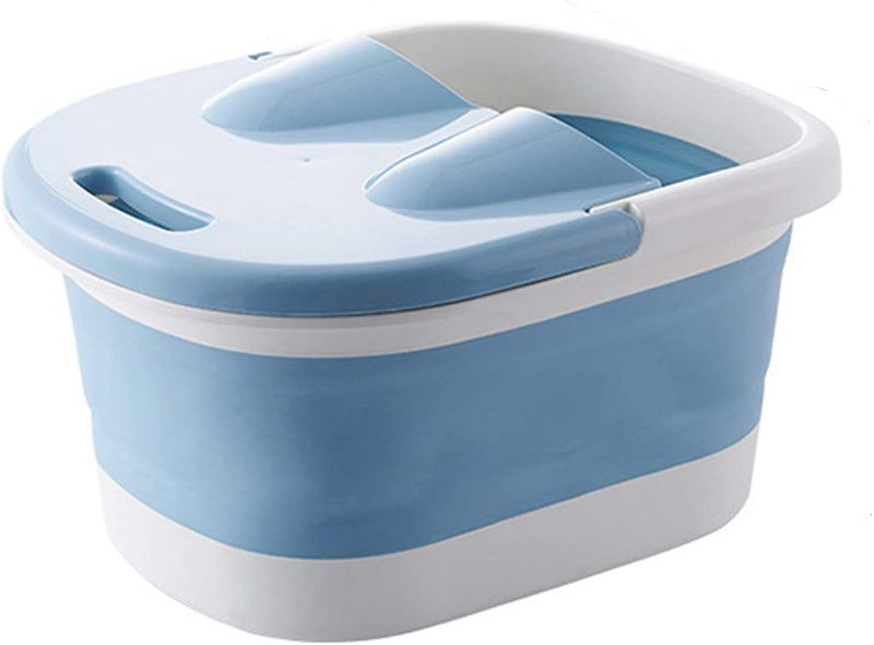 Photo 1 of **ACTUAL COLOR AND STYLE IS DIFFERENT FROM STOCK PHOTO**
Foldable foot bath foot bath tool, foot bath basin with foot massager, help sleep, foot spa, suitable for family spa pedicure, can save space (blue with cover)
