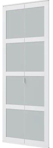 Photo 1 of 30 in. x 78 in White Fusion Plus Frame with Frosted Bi-Fold Interior Closet Door
