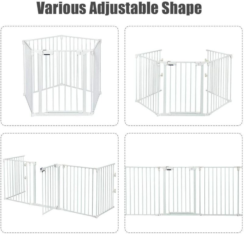 Photo 1 of **USED** MISSING PARTS**
Costzon Baby Safety Gate, 115 Inch Length 5 Panel Adjustable Wide Fireplace Fence, BBQ Metal Fire Gate, Pet Isolation Fence with Walk-Through Door, Freestanding Pets Gate (White, Medium)
