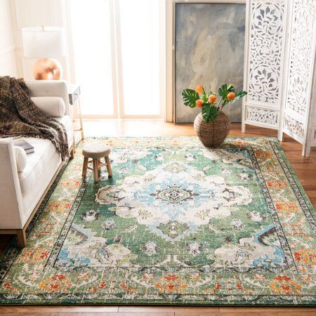 Photo 1 of **USED**
Safavieh Forest Green/Light B Monaco Vintage Bohemian Area Rug Collection
